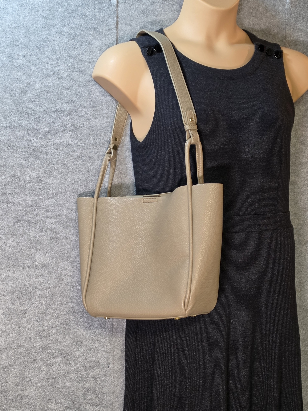 Antik Kraft Taupe Pebbled Vegan Leather Shoulder Tote